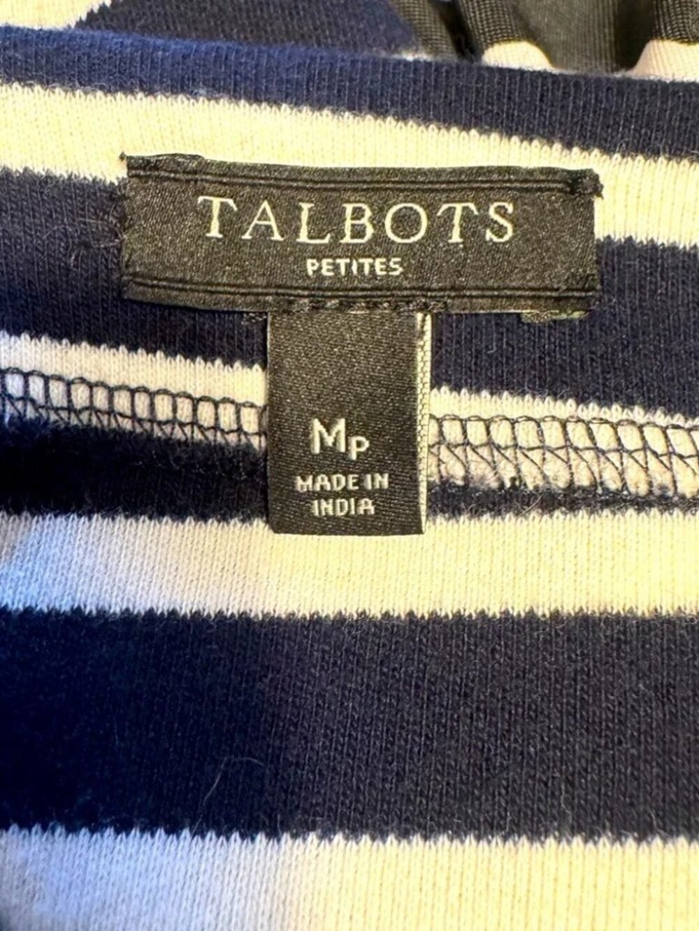Talbots Petite Embroidered Nautical Stripe Cotton Dress MP | Coastal Chic Resort - Picture 8 of 9